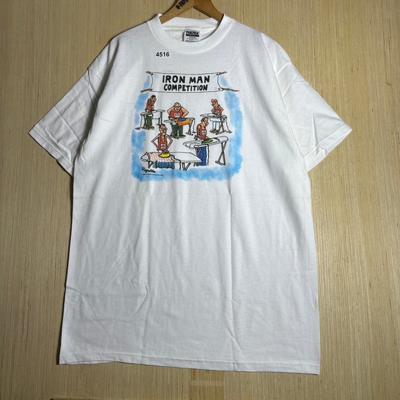 Tultex Other - Vintage Iron Man Competition Shirt Mens Extra Large White Short Sleeve Graphic